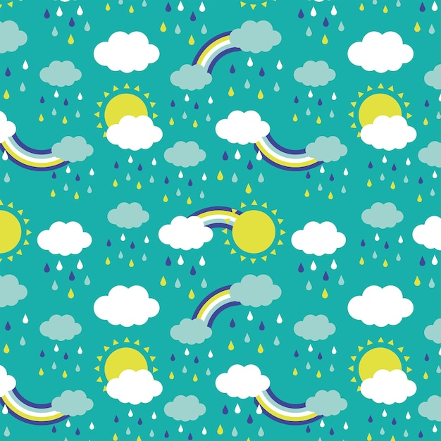 Vintage rainy clouds pattern