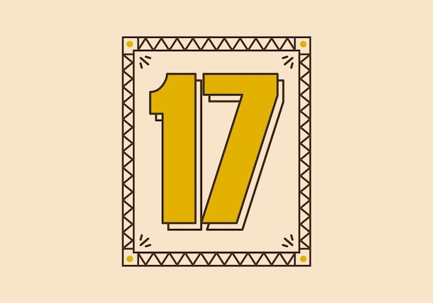 Vintage rectangle frame with number 17 on it