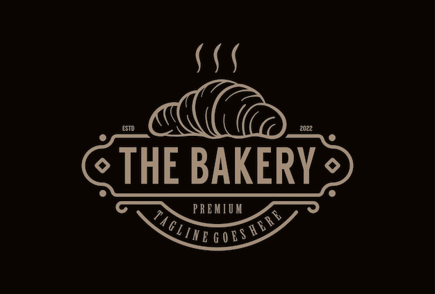 Vintage Retro Bakery Bake Shop Label frame Logo design vector illustration