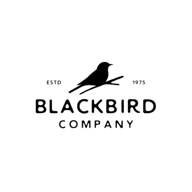 Vintage retro bird silhouette logo design vector