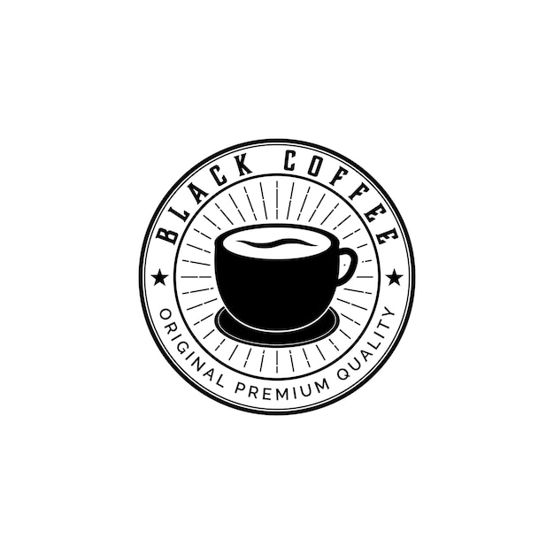 Vintage Retro Black Coffee Shop Logo Design Vector Template