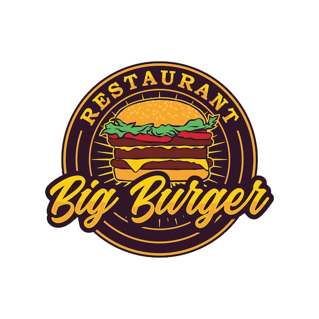 Vintage Retro burger Label Sticker Logo design vector