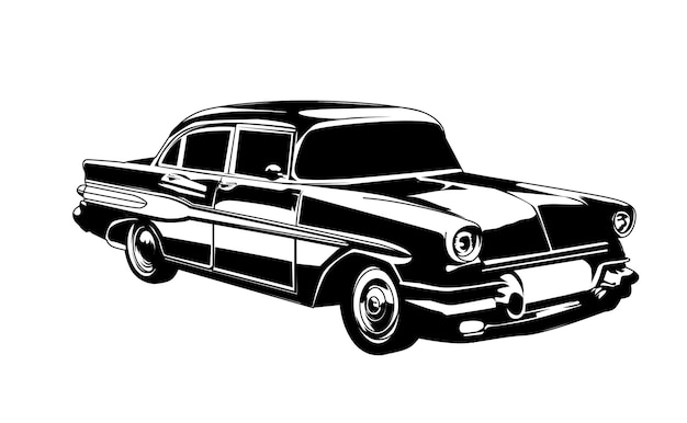 Vintage retro car silhouette art