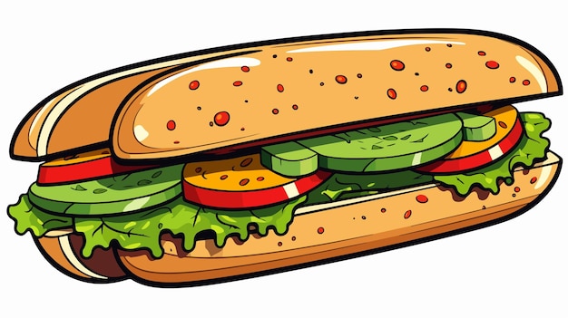 Vector vintage retro cartoon sub sandwich illustration