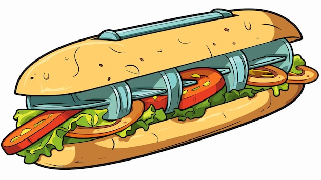 Vector vintage retro cartoon sub sandwich illustration