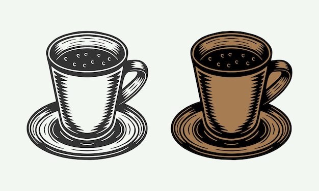 Vintage retro coffee or tea cup with plate Can be used for label badge emblem and logo Vector