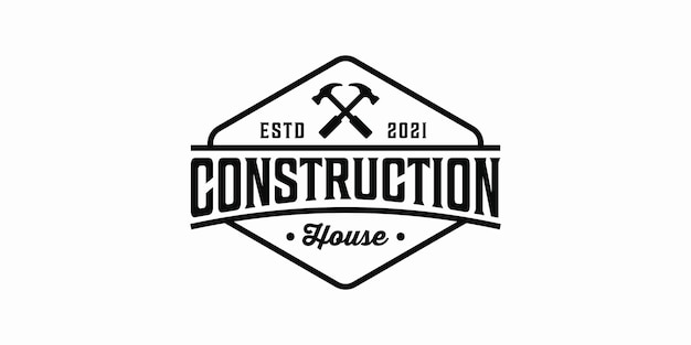 Vintage retro construction house hammer hipster logo design