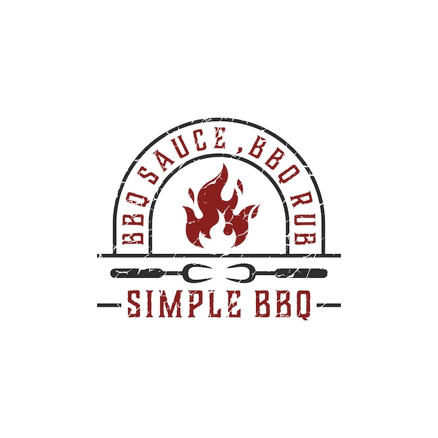 Vintage retro countryside barbeque grill, label stamp logo design