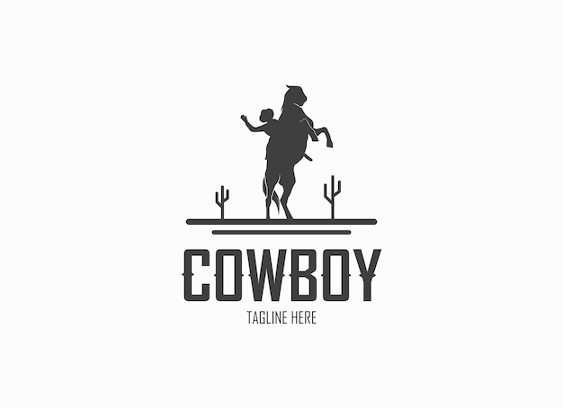 Vintage retro cowboy with horse logo designs inspiration