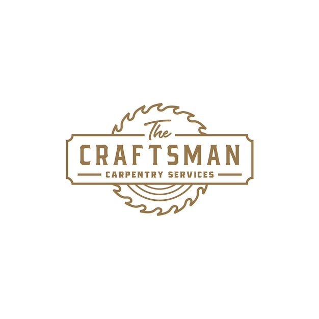 Vintage Retro Craftsman Carpentry Logo