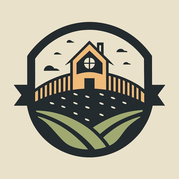 Vector vintage retro farm hand drawn logo design