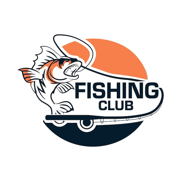 Vintage retro fishing logo template