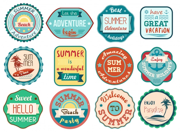 Vintage retro grunge summer stickers