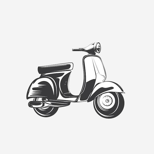 Vintage retro grungy scooter logo design scooter shirt vector on white background