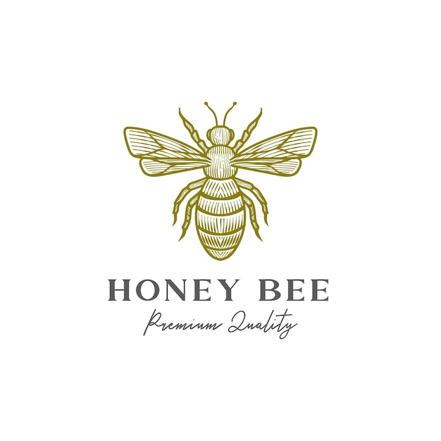 vintage retro honey bee label logo design