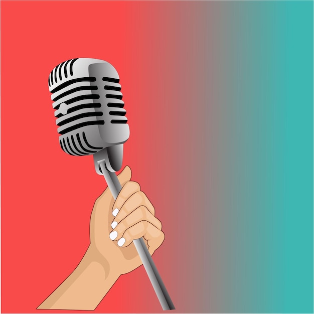 Vintage retro isolated microphone vector illustration