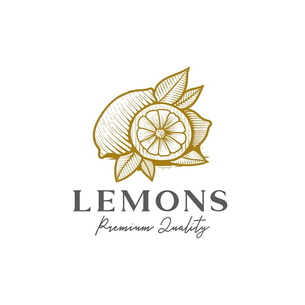 vintage retro lemon label logo design