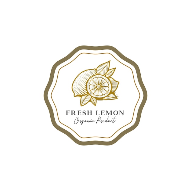 vintage retro lemon label logo design