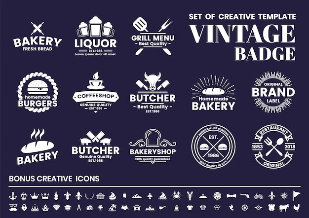 Vintage Retro logo, badge and icon set