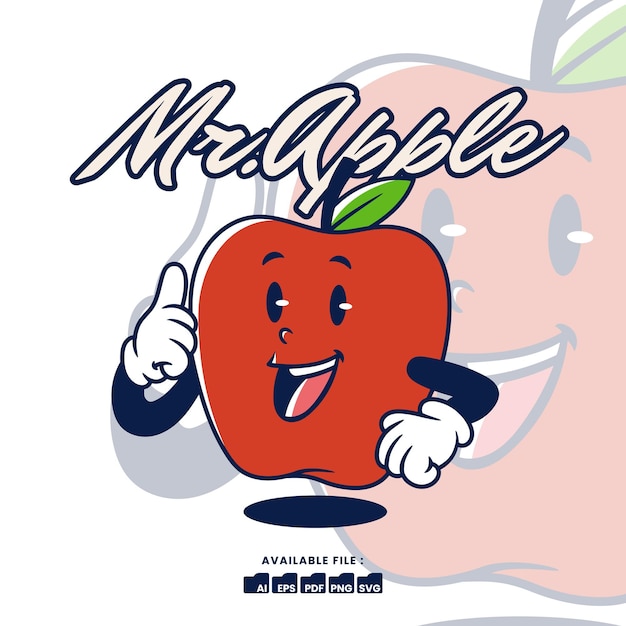 Vintage retro mascot character logo a Apple