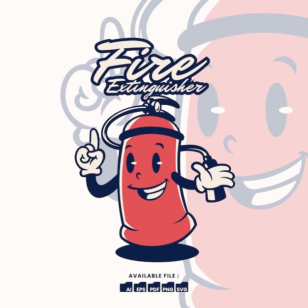 Vintage Retro Mascot Character Logo a Fire Extingusher