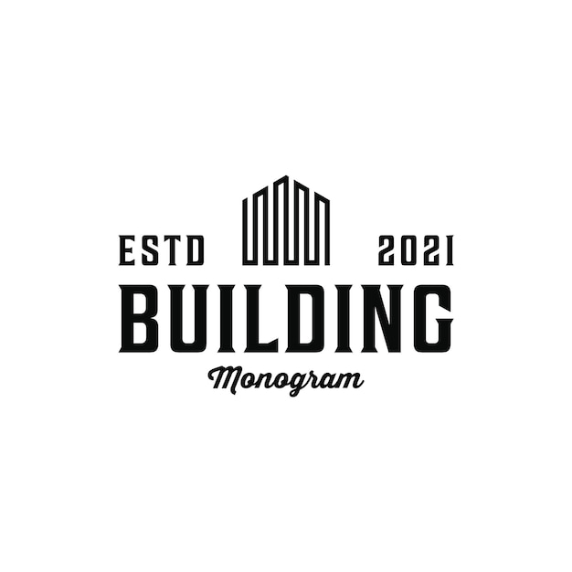 Vintage retro minimalist building logo design