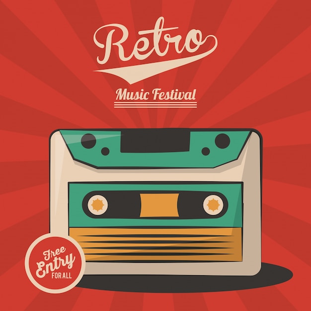 Vintage retro music festival cassette invitation