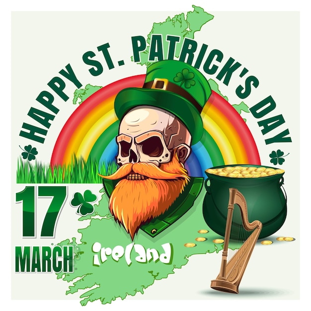 Vintage retro poster for St Patricks Day Happy St Patricks Day