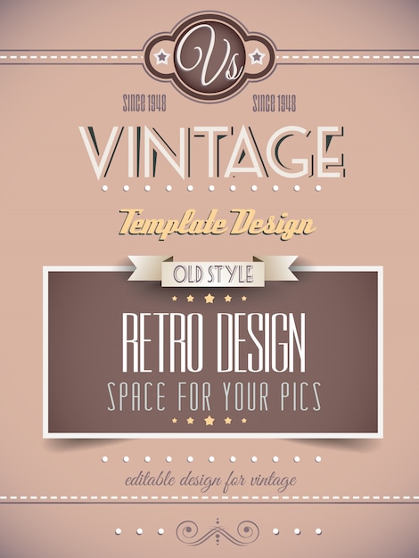 Vintage retro poster template for covers