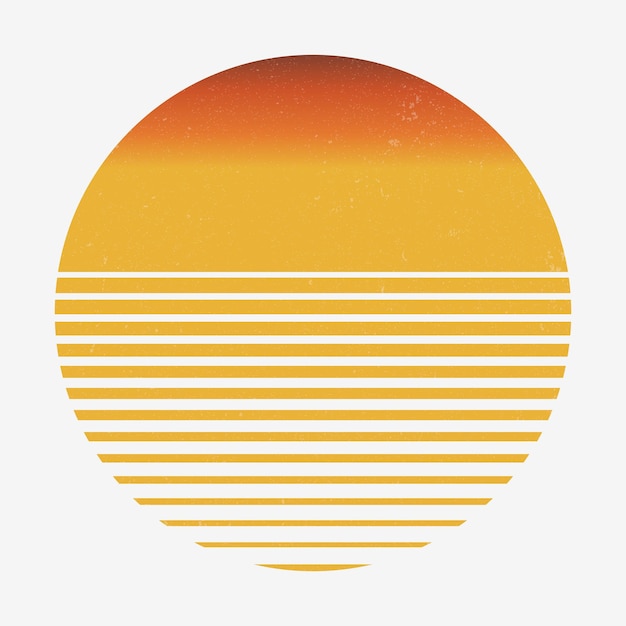 Vintage retro sunset over the sea with gradient silhouette of sun