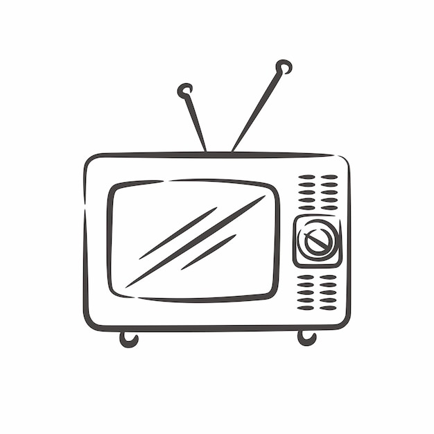 Vintage retro television line art Retro TV handdrawn