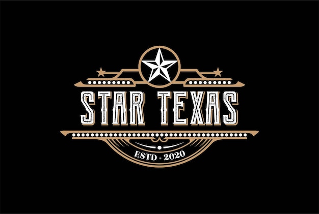 Vintage Retro Western Country Emblem Texas Star for Bar Saloon Logo Design Vector