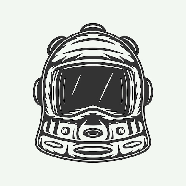 Vintage retro woodcut space astronaut helmet  Can be used like emblem logo badge label mark