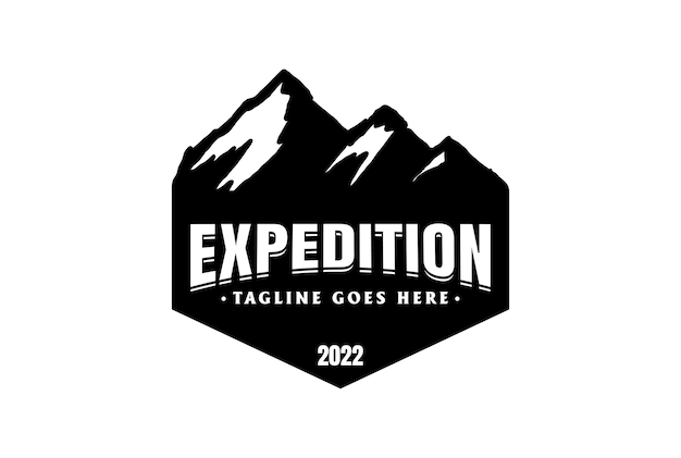 Vintage Rocky or Iceberg Ice Mountain Hill for Outdoor Expedition Adventure Badge Logo Design Vector