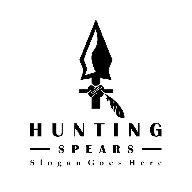 Vintage Rustic Hipster Arrowhead Spear Hunting Logo Design Retro Rustic Arrowhead creative vintage