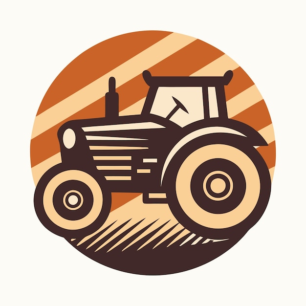 Vintage rustic retro tractor hand drawn logo design