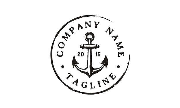 Vintage Rustic Stamp Anchor logo design 