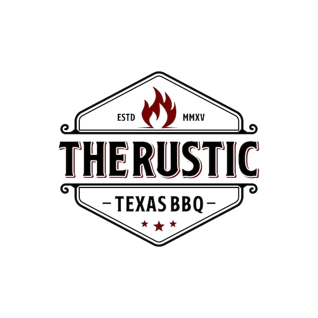 Vintage Rustic Texas BBQ Symbol Logo Design