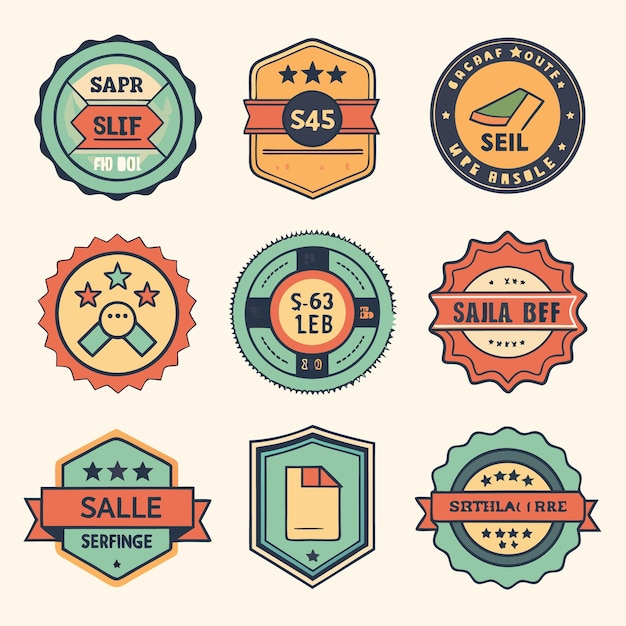 Vector vintage sale badges and labels retro style discount stickers