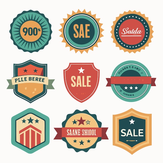 Vintage Sale Badges and Labels Retro Style Discount Stickers