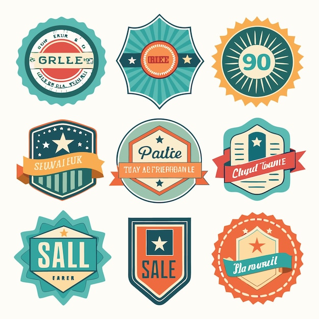 Vector vintage sale badges and labels retro style discount stickers