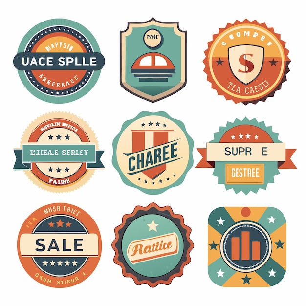 Vector vintage sale badges and labels retro style discount stickers