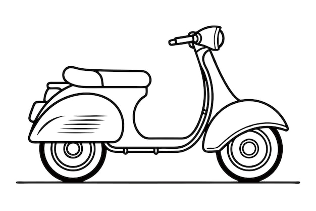 Vintage Scooter Outline Drawing Illustration for Retro Transportation