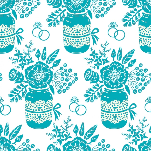 Vintage seamless pattern with a bouquet of flowers