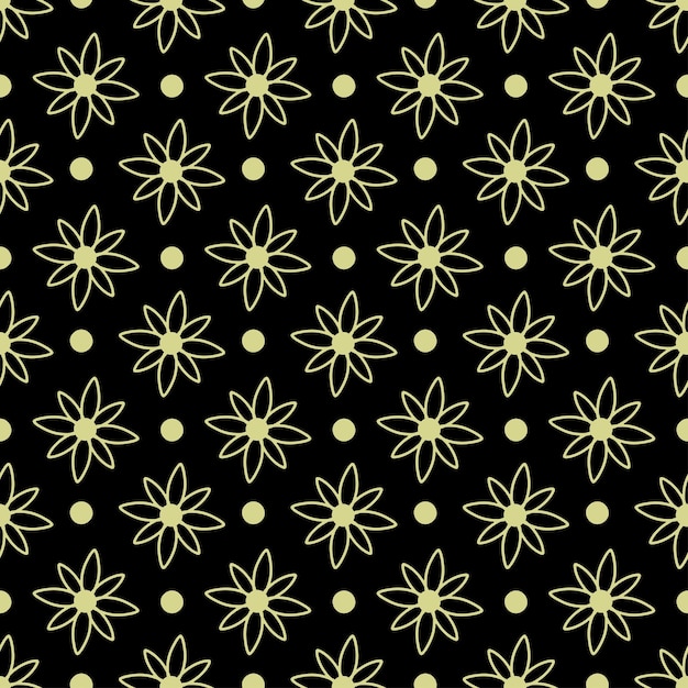 Vintage seamless pattern with gold flowers on black background for textile and paper design Vector illustration