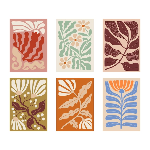 Vintage Set of Tropic Flower Blocks, Foliage Collection with Groovy floral Botanical bundle