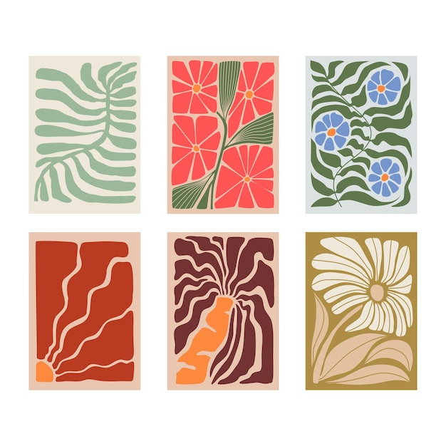 Vintage Set of Tropic Flower Blocks, Foliage Collection with Groovy floral Botanical bundle