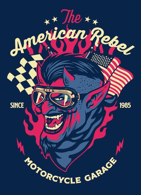 Vintage Shirt design of Devil Motorcycle garage