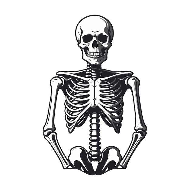 Vintage Skeleton Illustration with Labeled Bones