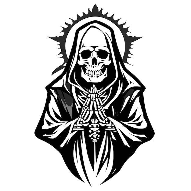 vintage skeleton praying hands concept vector illustration